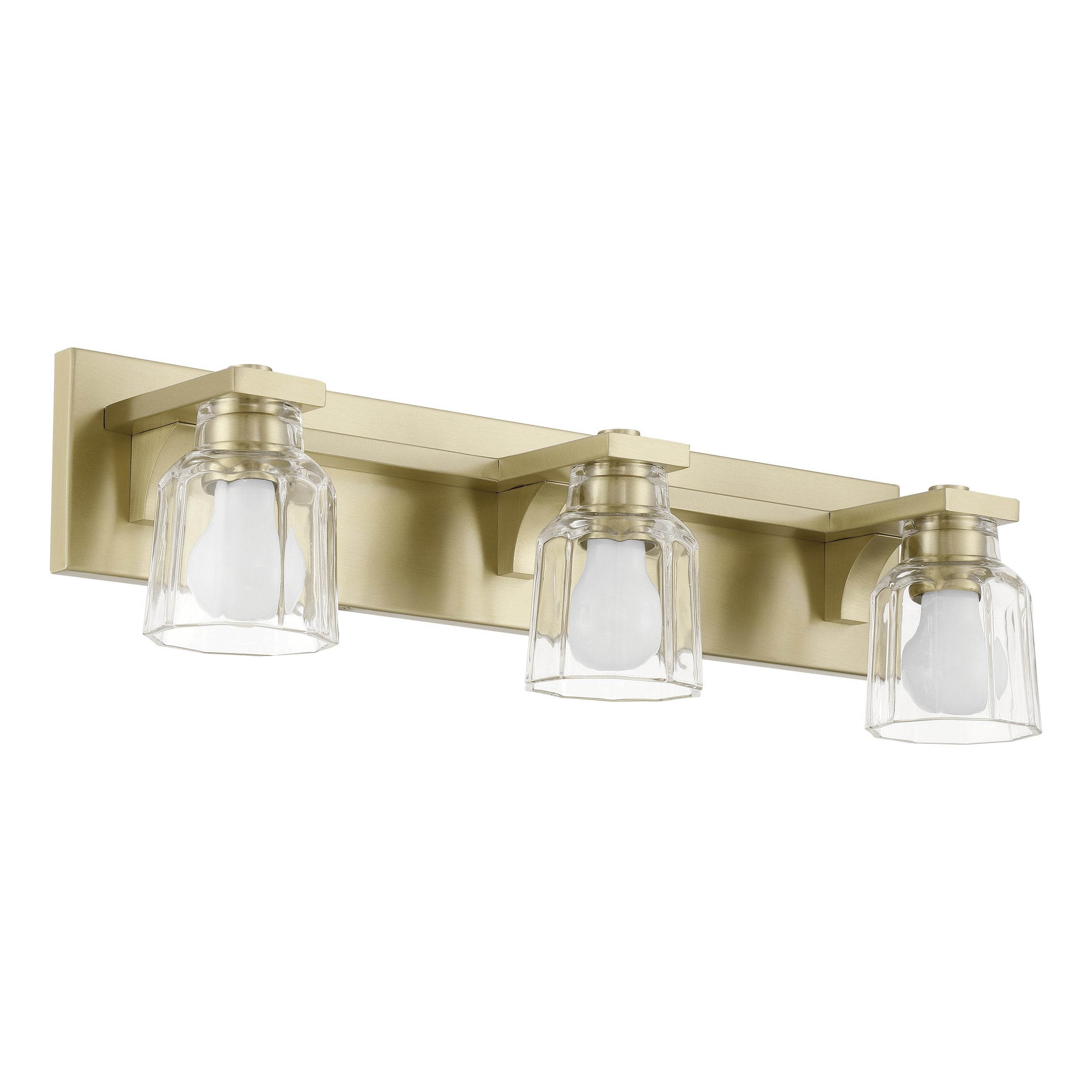 Dryden 24-inch 3-light Champagne Gold Vanity Light with Clear Ribbed Glass Shades
