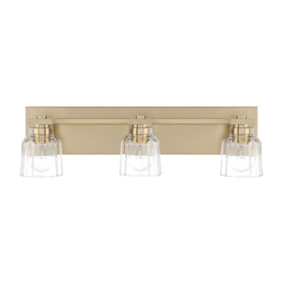 Dryden 24-inch 3-light Champagne Gold Vanity Light with Clear Ribbed Glass Shades