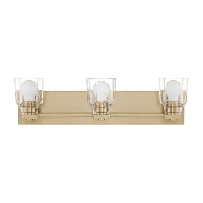 Dryden 24-inch 3-light Champagne Gold Vanity Light with Clear Ribbed Glass Shades
