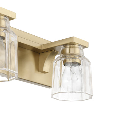 Dryden 24-inch 3-light Champagne Gold Vanity Light with Clear Ribbed Glass Shades