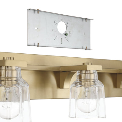 Dryden 24-inch 3-light Champagne Gold Vanity Light with Clear Ribbed Glass Shades