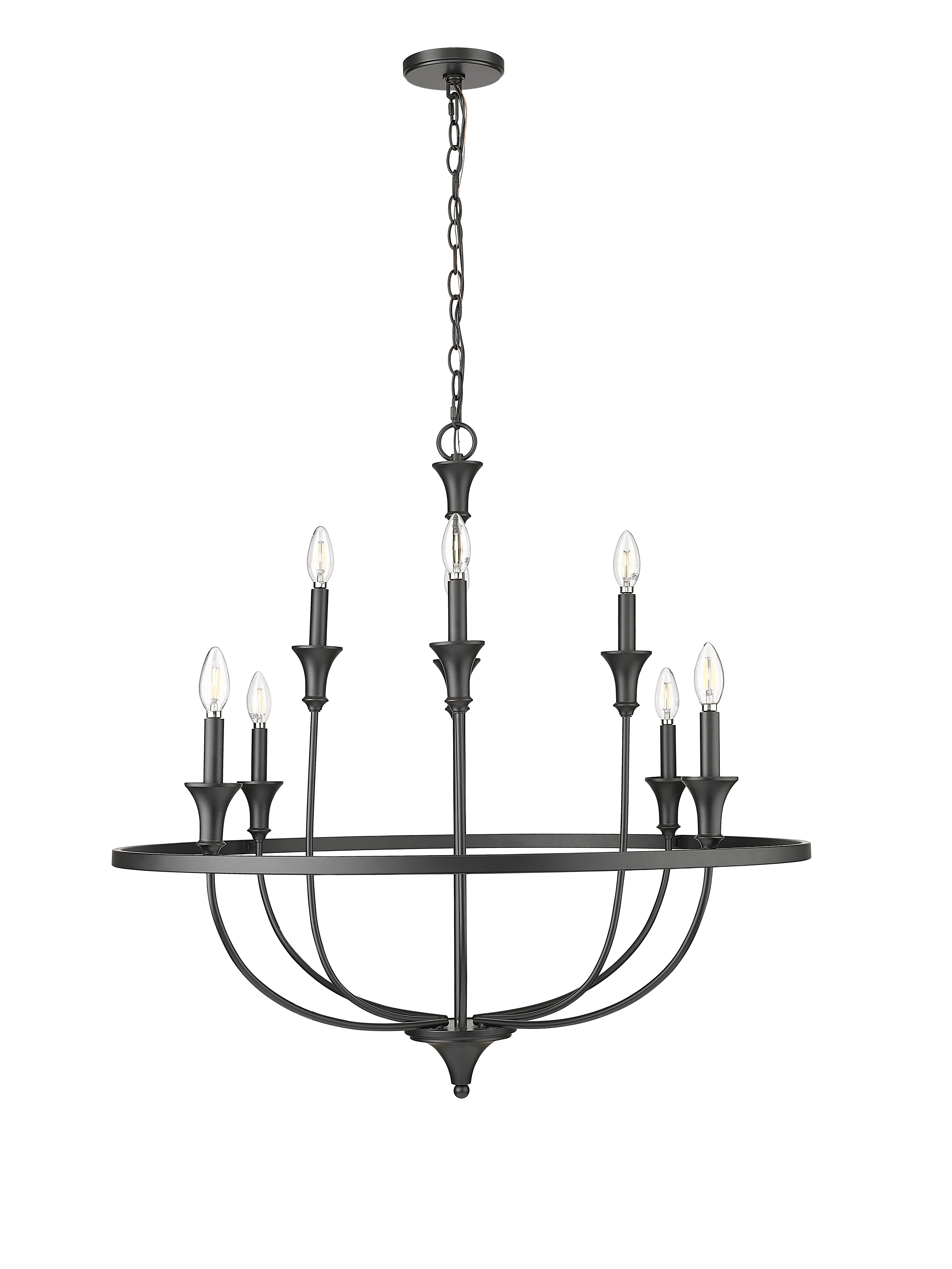 34'' Emery Matte Black 8 Light Chandelier