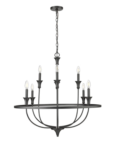 34'' Emery Matte Black 8 Light Chandelier