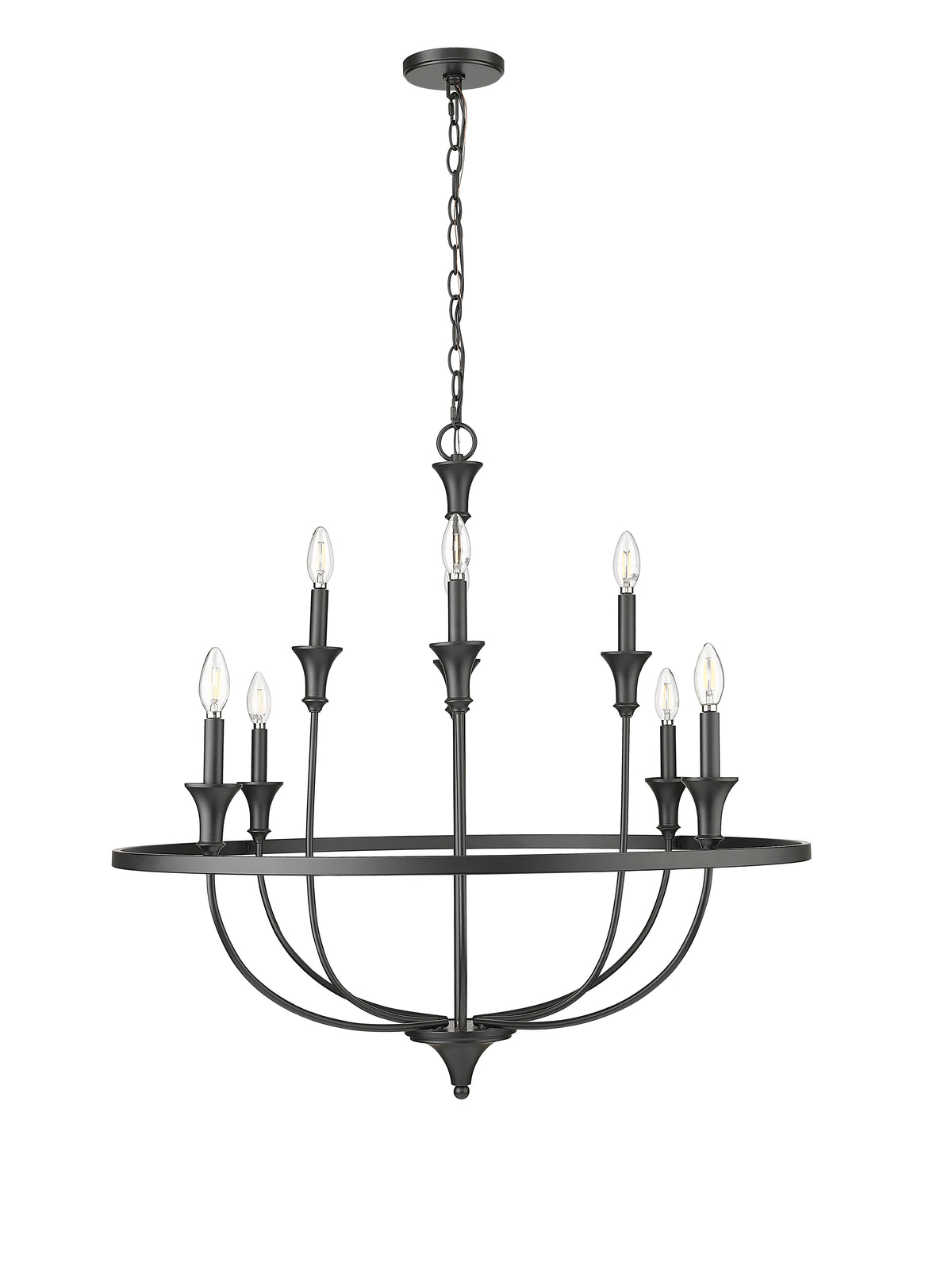 34'' Emery Matte Black 8 Light Chandelier