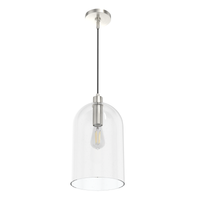 Lochemeade 9-inch 1-light Brushed Nickel Pendant with Clear Seeded Glass