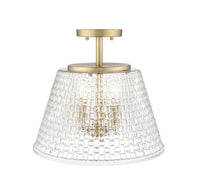 13.5'' Saben Vintage Brass 3 Light Semi-Flush Mount