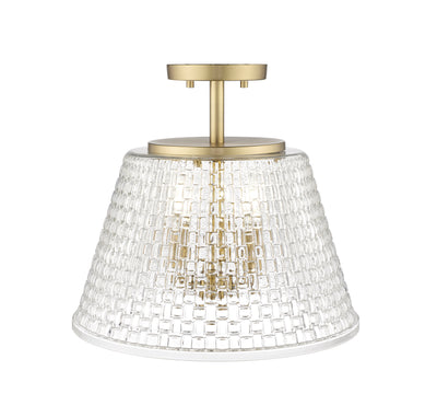 13.5'' Saben Vintage Brass 3 Light Semi-Flush Mount