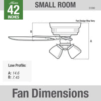 42 inch Builder Snow White Low Profile Ceiling Fan with LED Light Kit and Pull Chain