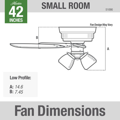 42 inch Builder Snow White Low Profile Ceiling Fan with LED Light Kit and Pull Chain