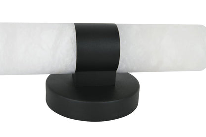 Luella 2 Light Black Wall Sconce with Alabaster Shades