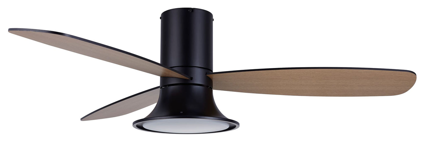 52 Inch 1 Light LED Indoor Outdoor Black Ceiling Fan with Remote