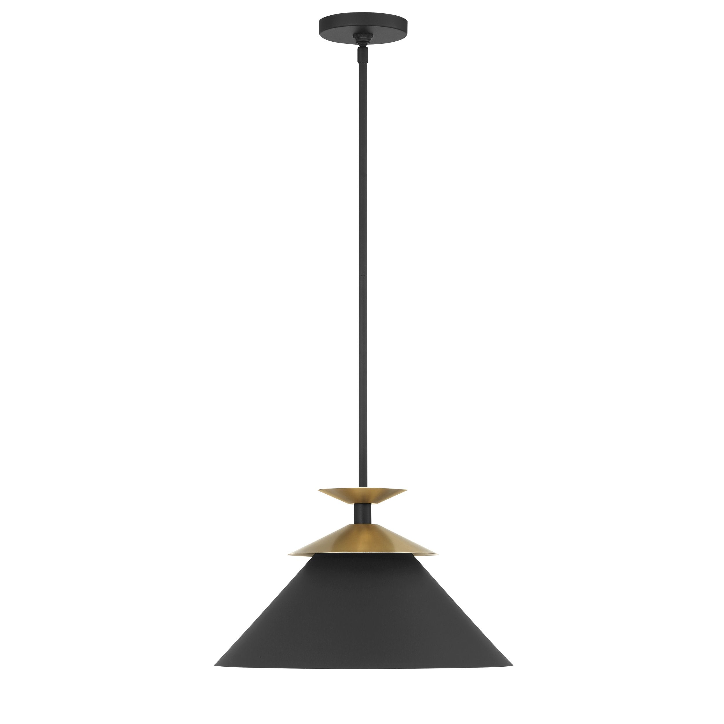 Tremolo 16-inch 1-light Textured Black and Champagne Gold Pendant Light