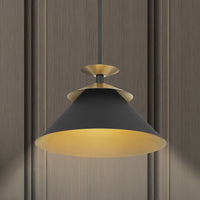 Tremolo 16-inch 1-light Textured Black and Champagne Gold Pendant Light