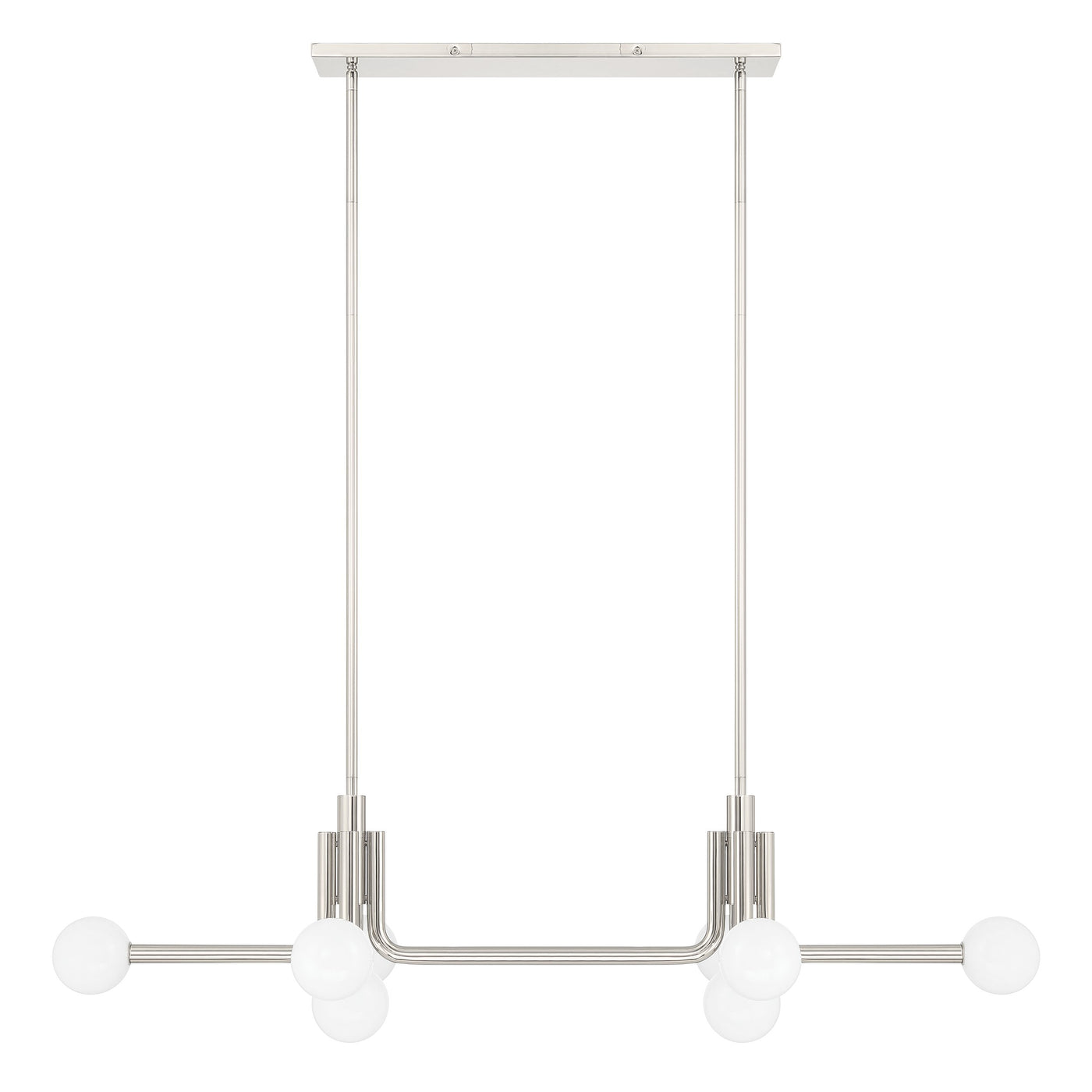 Stockholm 50-inch 8-light Polished Nickel Linear Chandelier with Opal Glass Shades