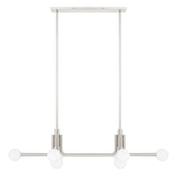 Stockholm 50-inch 8-light Polished Nickel Linear Chandelier with Opal Glass Shades
