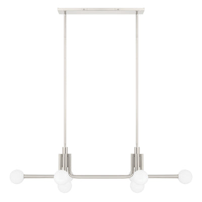 Stockholm 50-inch 8-light Polished Nickel Linear Chandelier with Opal Glass Shades