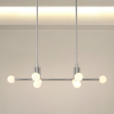 Stockholm 50-inch 8-light Polished Nickel Linear Chandelier with Opal Glass Shades