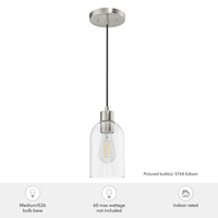 Lochemeade 4.5-inch 1-light Brushed Nickel Pendant with Clear Seeded Glass
