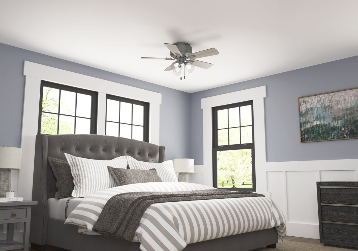 42 inch Crestfield Matte Silver Low Profile Ceiling Fan with LED Light Kit and Pull Chain