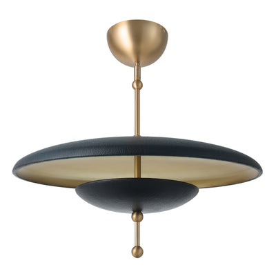 Sinclair 20-inch Champagne Gold and Black Faux Leather 5CCT LED Convertible Pendant