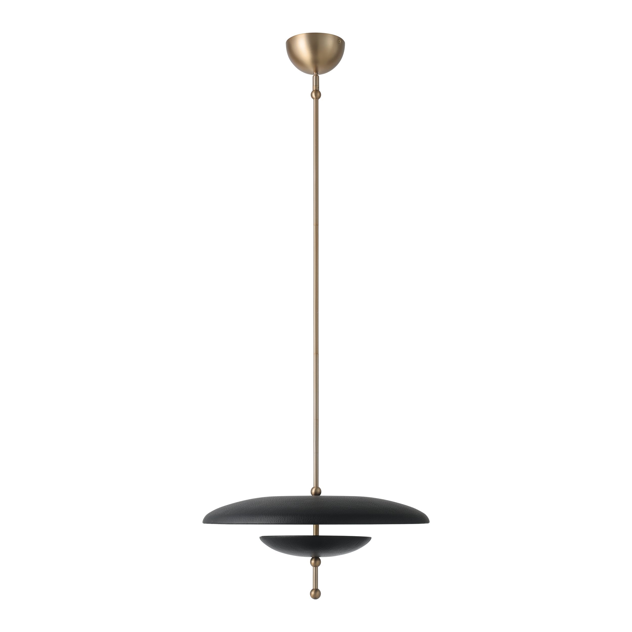 Sinclair 20-inch Champagne Gold and Black Faux Leather 5CCT LED Convertible Pendant