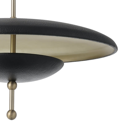 Sinclair 20-inch Champagne Gold and Black Faux Leather 5CCT LED Convertible Pendant
