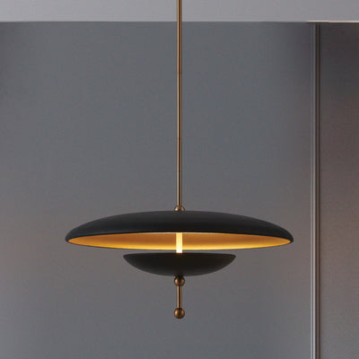 Sinclair 20-inch Champagne Gold and Black Faux Leather 5CCT LED Convertible Pendant