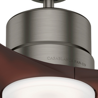 Casablanca 52 inch Piston Brushed Slate Damp Rated Ceiling Fan with LED Light Kit and Handheld Remote