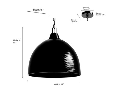 17'' Arrco Black Stainless Steel 3 Light Pendant