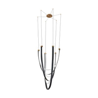 Ayers 43-inch 3-light Champagne Gold with Black and Brown Faux Leather 5CCT LED Chandelier