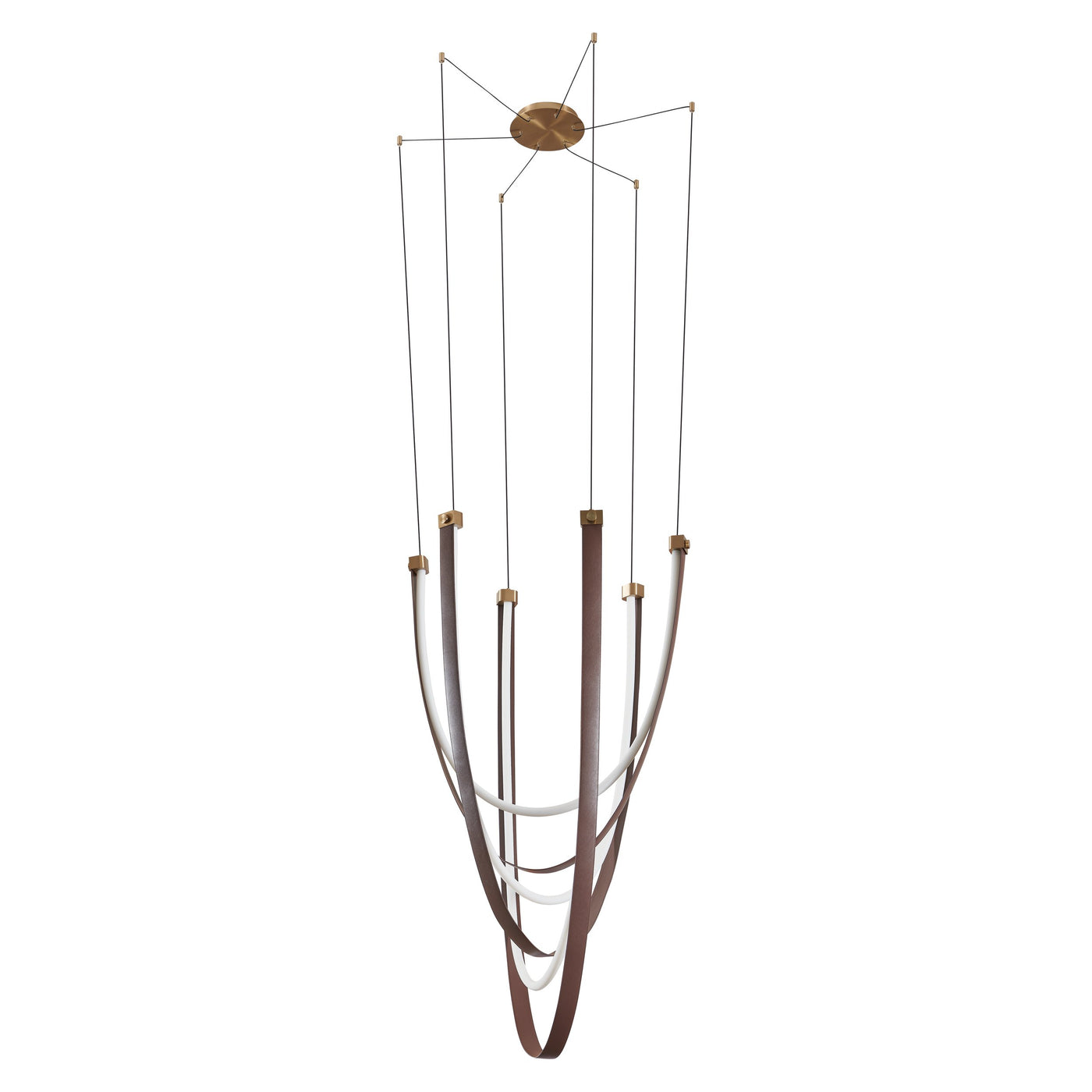 Ayers 43-inch 3-light Champagne Gold with Black and Brown Faux Leather 5CCT LED Chandelier