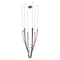 Ayers 43-inch 3-light Champagne Gold with Black and Brown Faux Leather 5CCT LED Chandelier