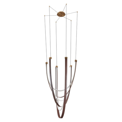 Ayers 43-inch 3-light Champagne Gold with Black and Brown Faux Leather 5CCT LED Chandelier