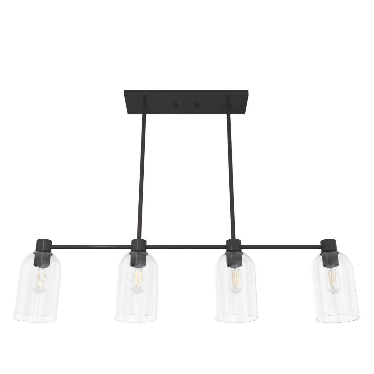 Lochemeade 37.5-inch 4-light Noble Bronze Linear Chandelier with Clear Seeded Glass