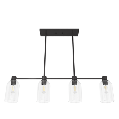 Lochemeade 37.5-inch 4-light Noble Bronze Linear Chandelier with Clear Seeded Glass