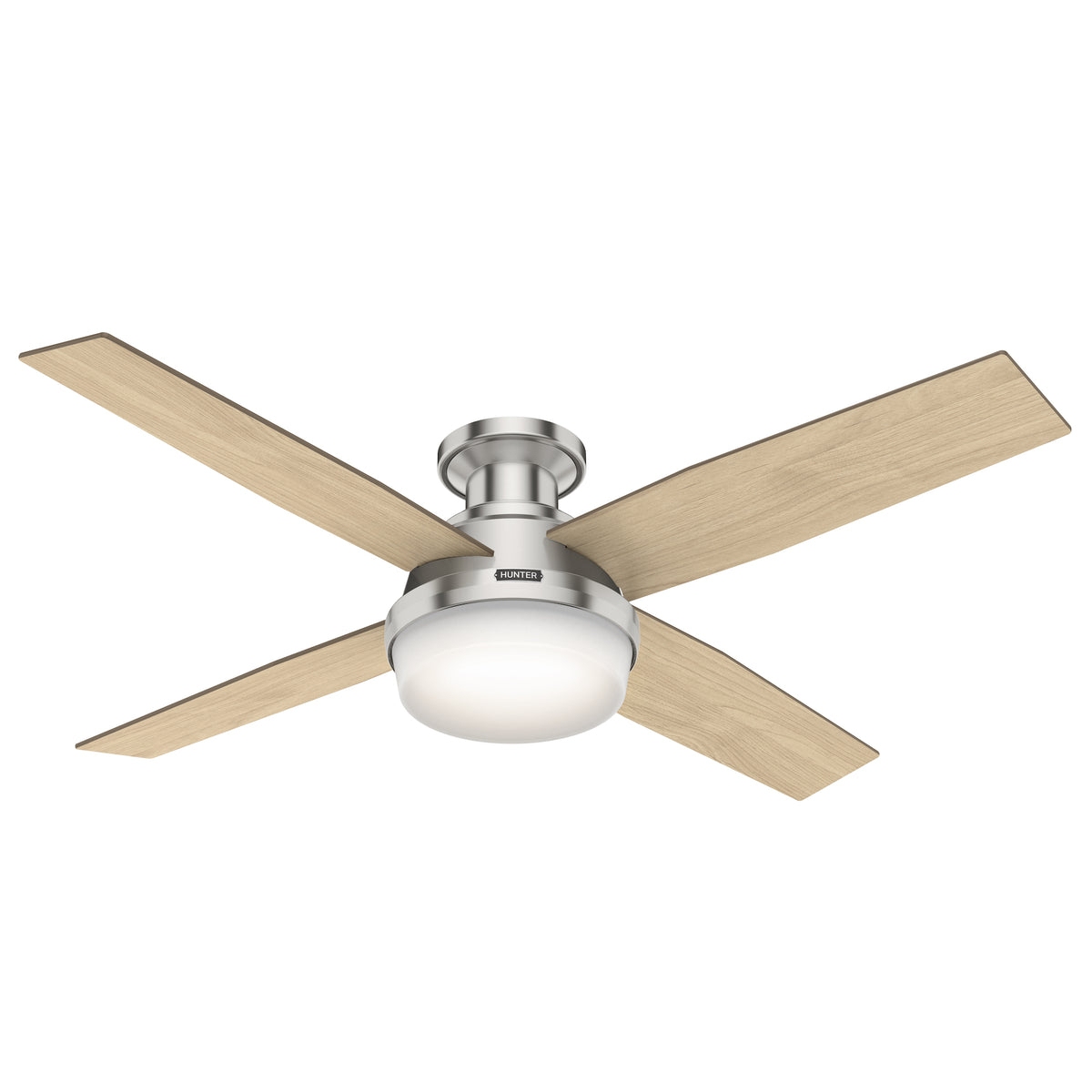 52 inch Dempsey Brushed Nickel Low Profile Ceiling Fan with LED Light Kit