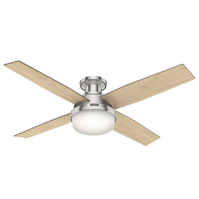 52 inch Dempsey Brushed Nickel Low Profile Ceiling Fan with LED Light Kit