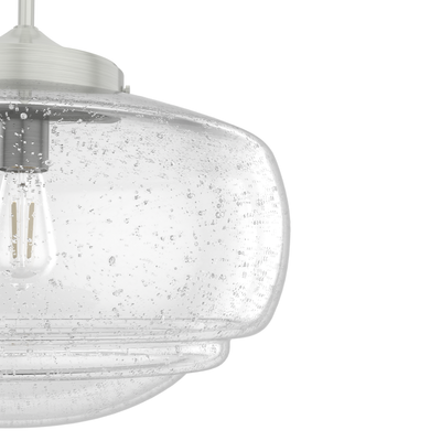 Saddle Creek 16-inch 1-light Brushed Nickel Schoolhouse Pendant with Seeded Glass