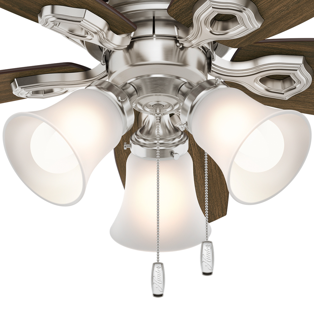 42 inch Builder Brushed Nickel Low Profile Ceiling Fan with LED Light Kit and Pull Chain