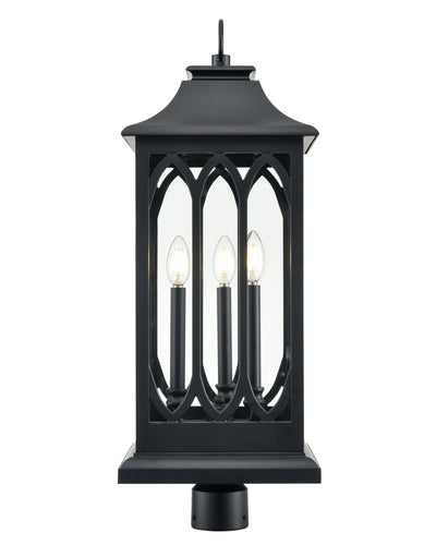 29'' Mallorey Powder Coated Black 3 Light Post Lantern