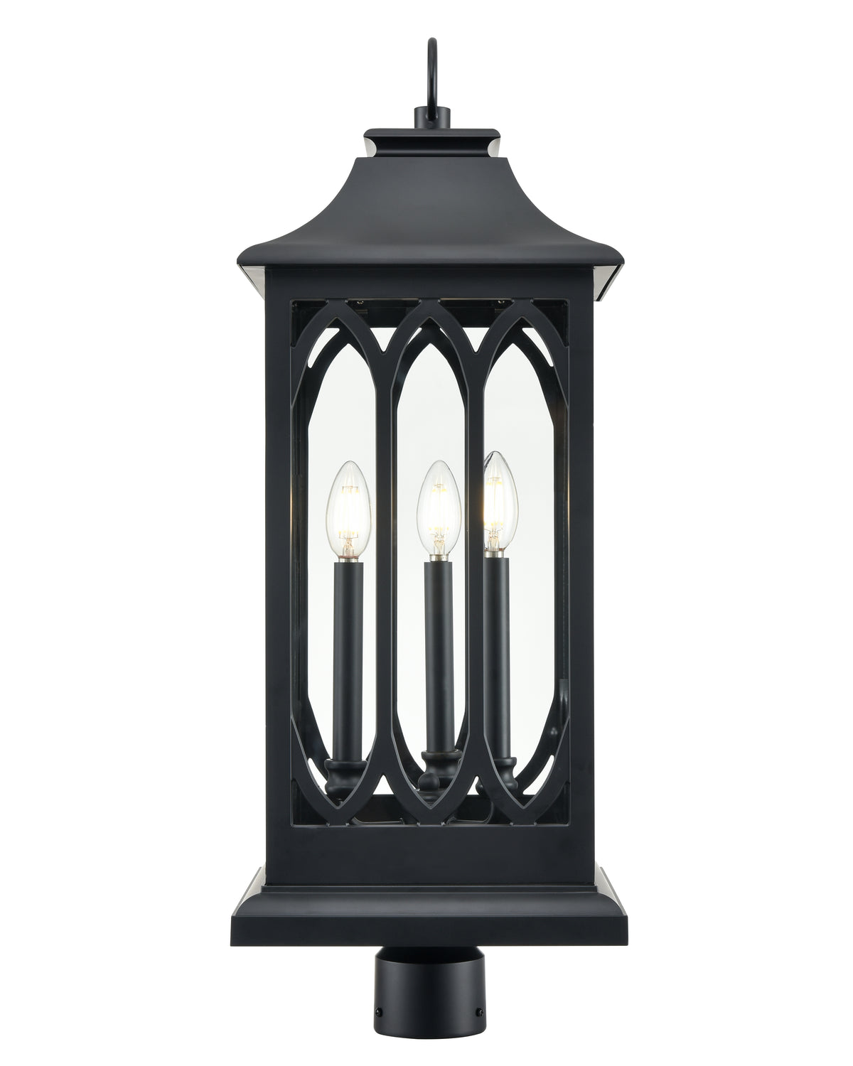 29'' Mallorey Powder Coated Black 3 Light Post Lantern