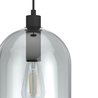 Lochemeade 9-inch 1-light Natural Black Iron Pendant with Smoked Glass