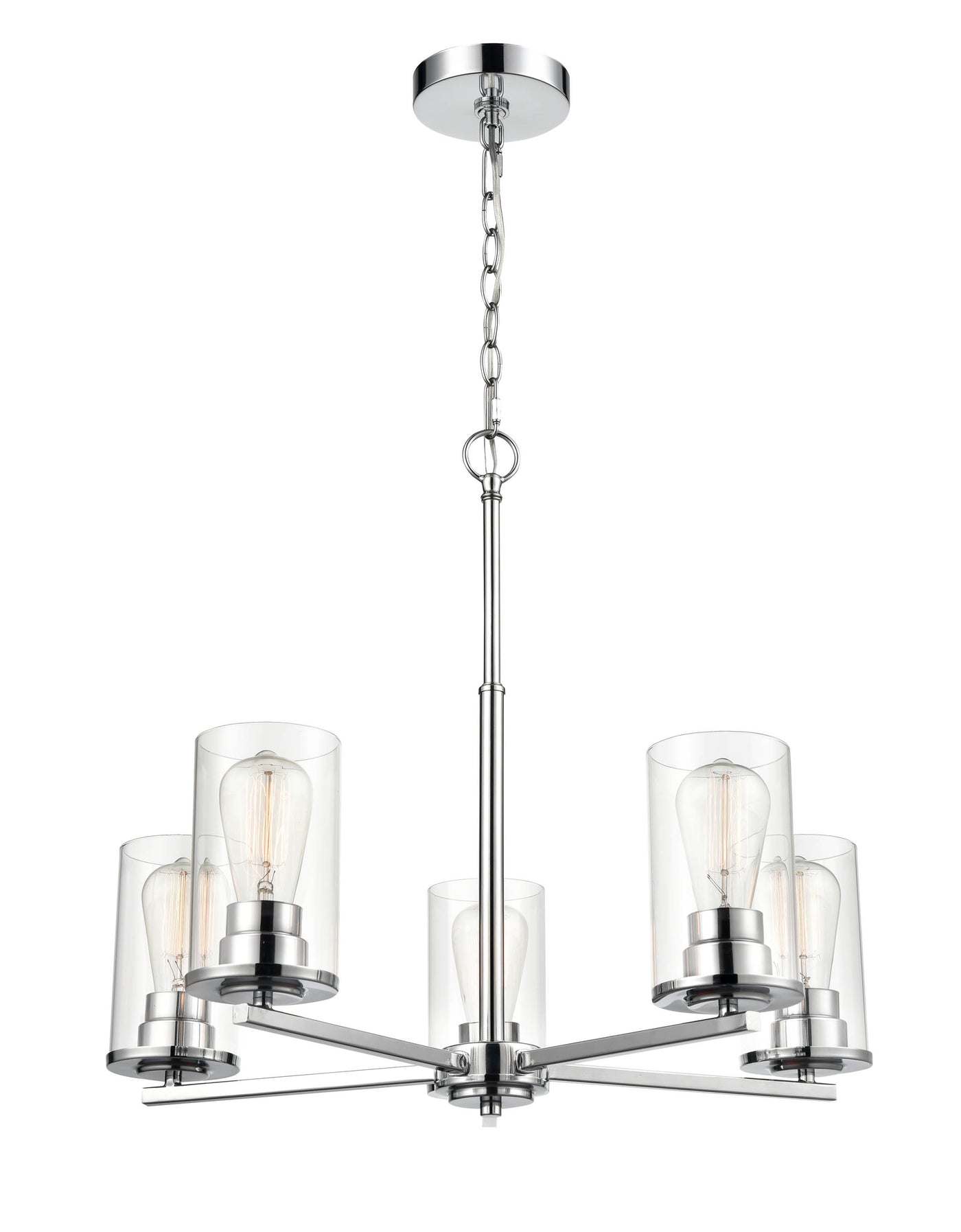 24-inch Verlana Chrome 5-Light Clear Glass Chandelier