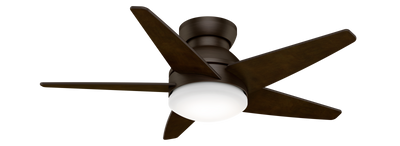 Casablanca 44 inch Isotope Brushed Cocoa Low Profile Ceiling Fan with LED Light Kit and Wall Control