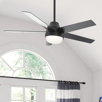 52 inch Aerodyne Wi-Fi Matte Black Ceiling Fan with LED Light Kit and Handheld Remote