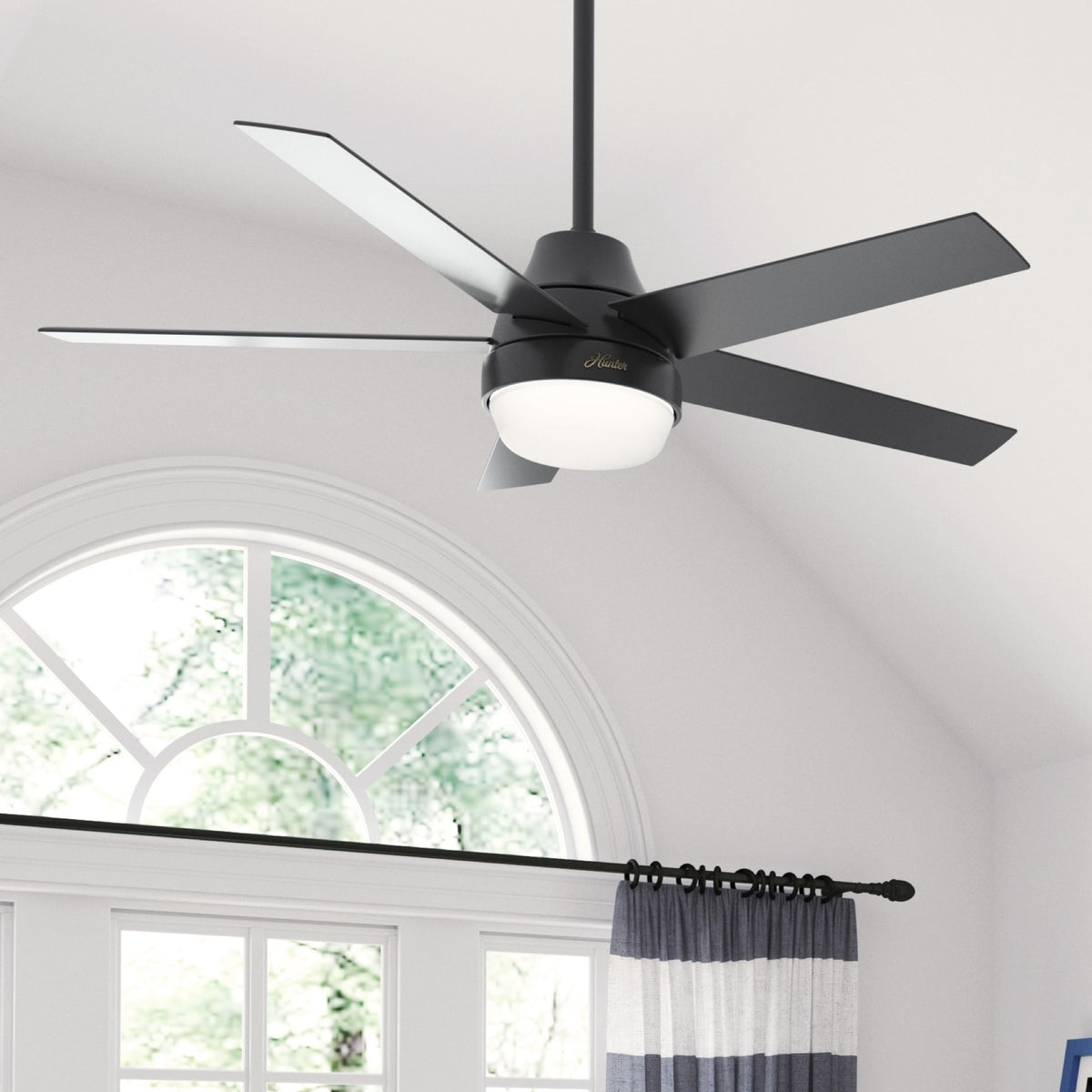 52 inch Aerodyne Wi-Fi Matte Black Ceiling Fan with LED Light Kit and Handheld Remote