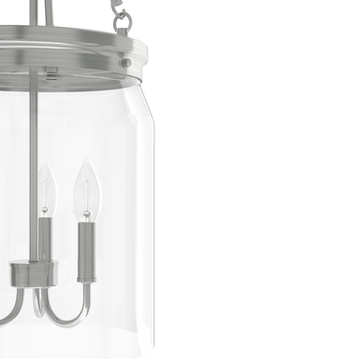 Devon Park 12-inch 3-light Brushed Nickel Lantern Pendant with Clear Glass