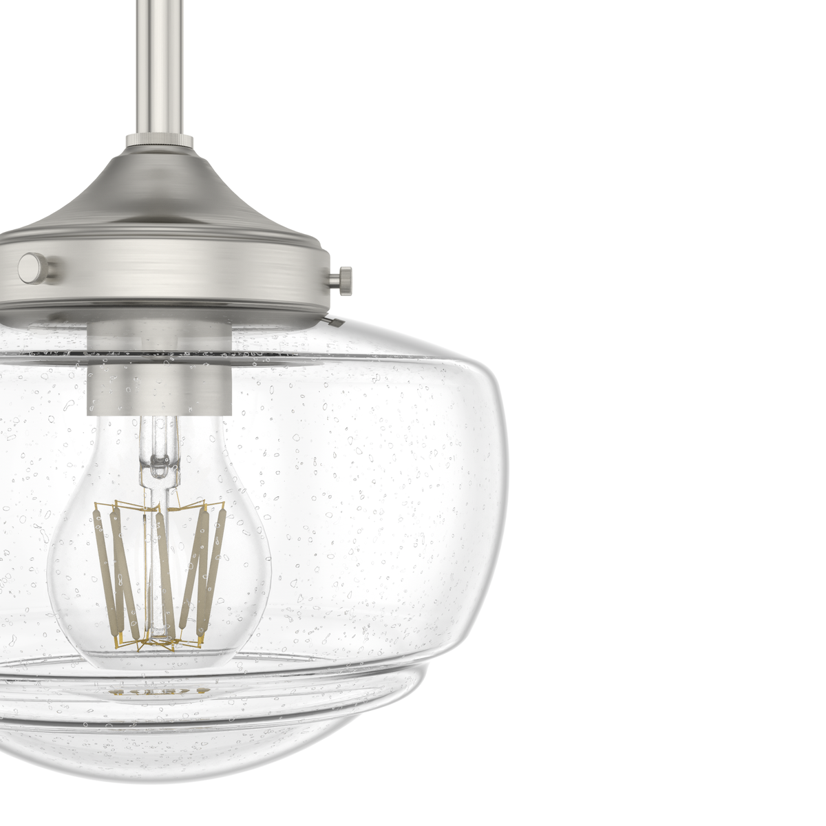 Saddle Creek 7.5-inch 1-light Brushed Nickel Schoolhouse Pendant with Seeded Glass