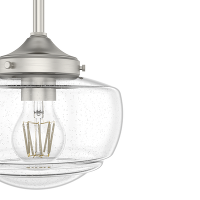 Saddle Creek 7.5-inch 1-light Brushed Nickel Schoolhouse Pendant with Seeded Glass