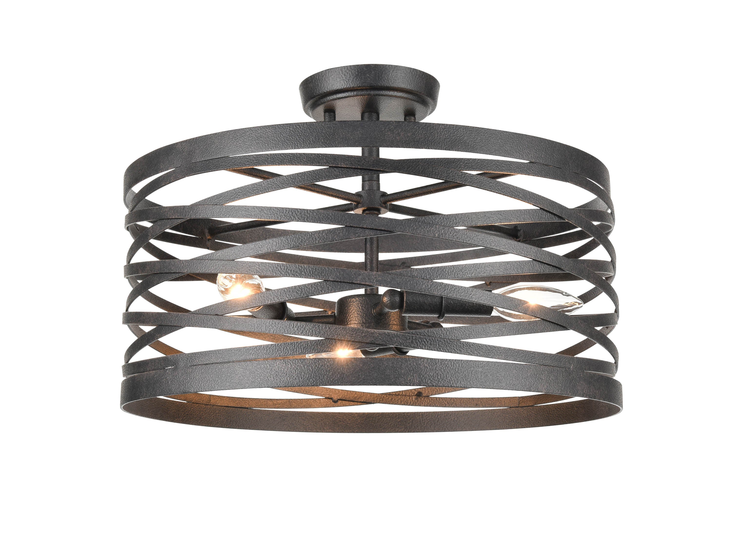 11'' None Weathered Iron 3 Light Semi-Flush Mount